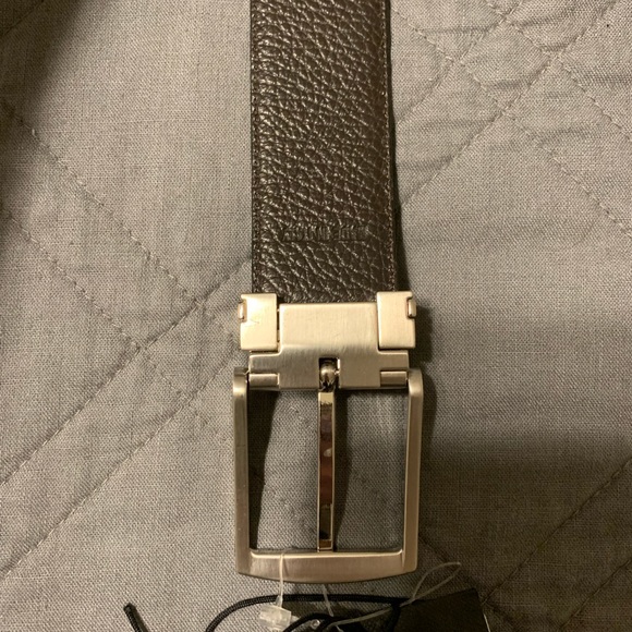 Giorgio Armani Black & Brown Reversible Leather Silvertone Belt $325 NWT - Picture 7 of 7